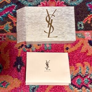 NIB YSL Beaute 4-Piece Beauty Bundle - Pouch, Lipstick, Mascara, & Smelly